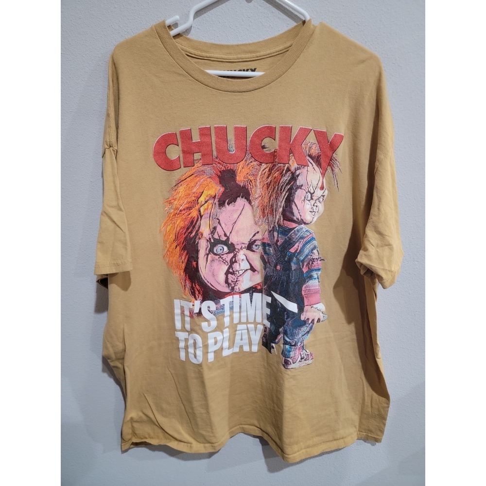 CHUCKY Graphic Print T-Shirt "It's Time To Play" Universal 2X RARE Horror Movie